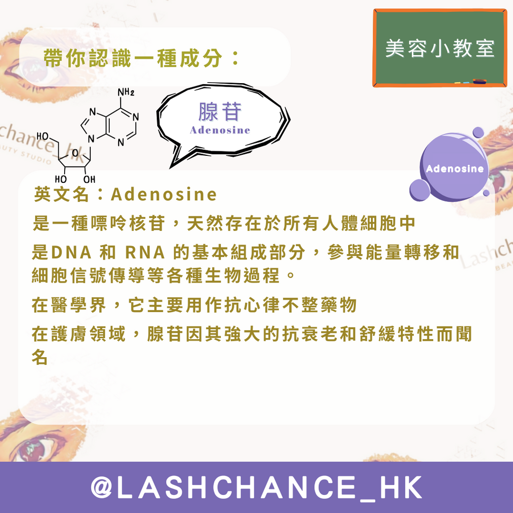 美容小教室 帶你認識一種成分：腺苷